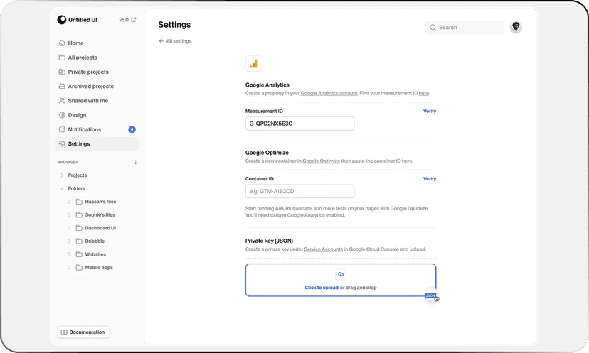 Composables settings interface